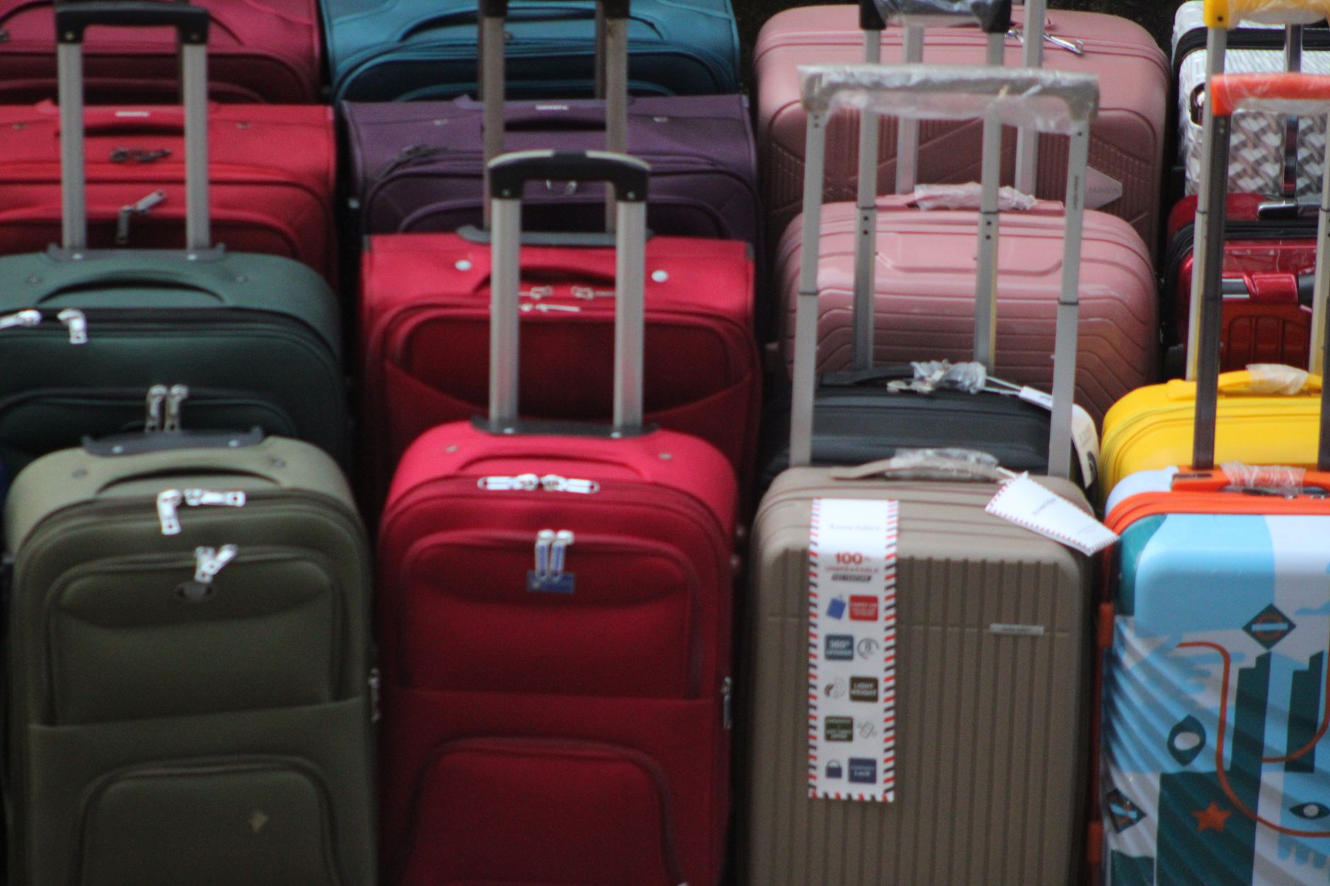 Variety of modern suitcases — visual comparison of carry-on and checked baggage allowances